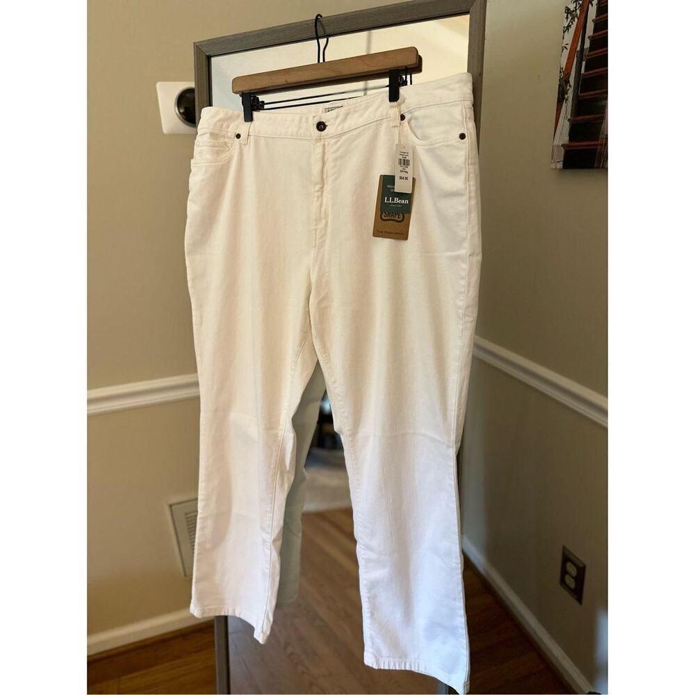 LL Bean True Shape White Straight Leg Jeans Plus Size 22
